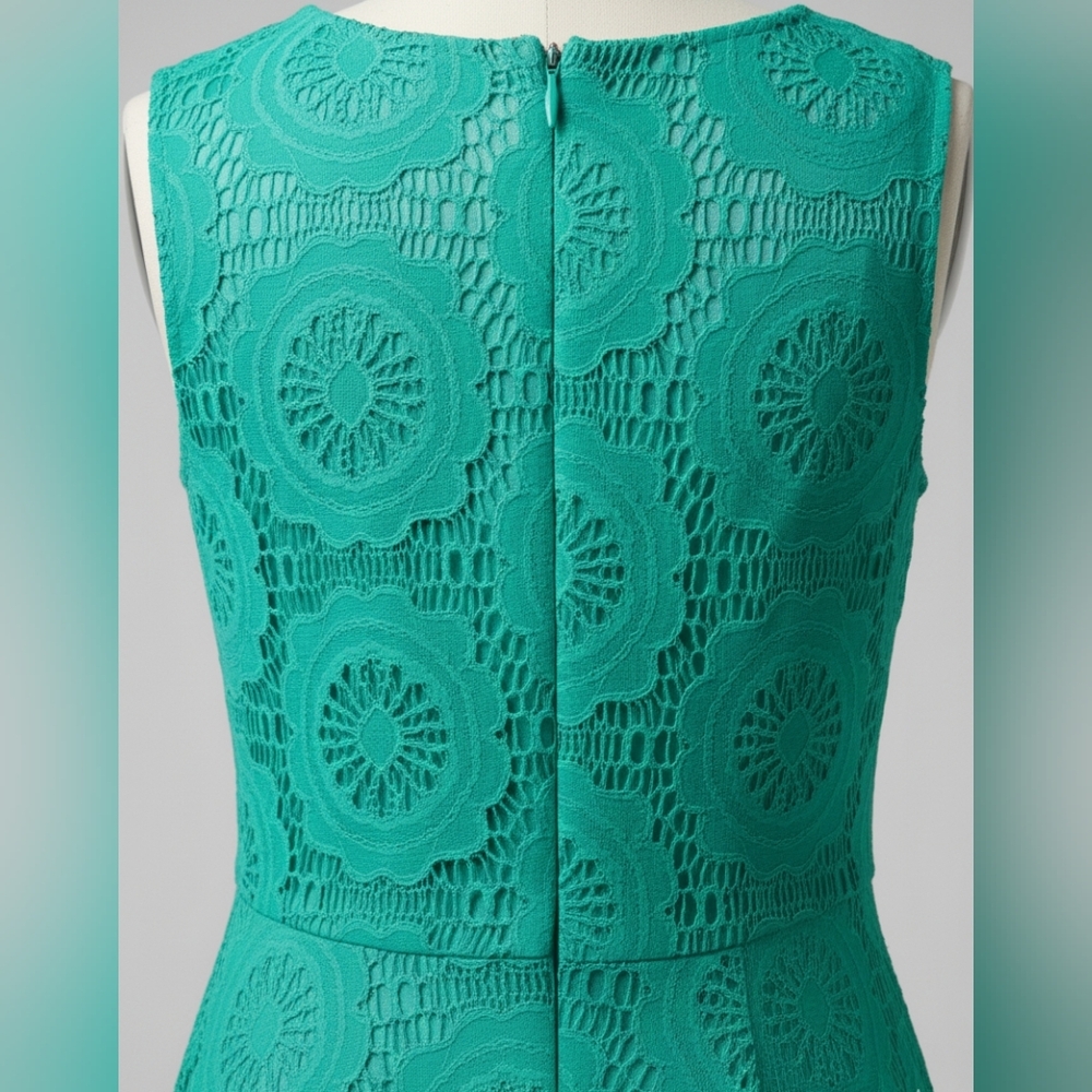 London Style Collection Teal Lace A-line Dress - Picture 4 of 6